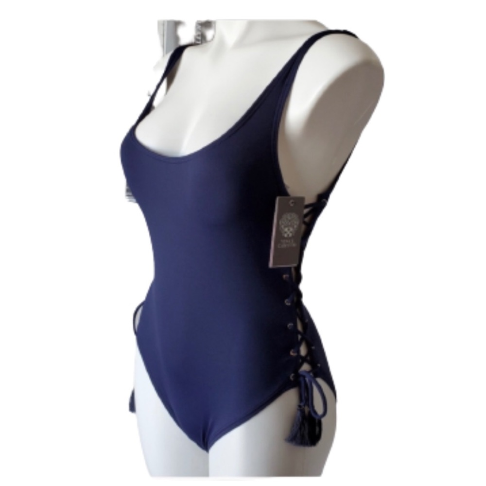 Vince Camuto navy blue one piece swimsuit